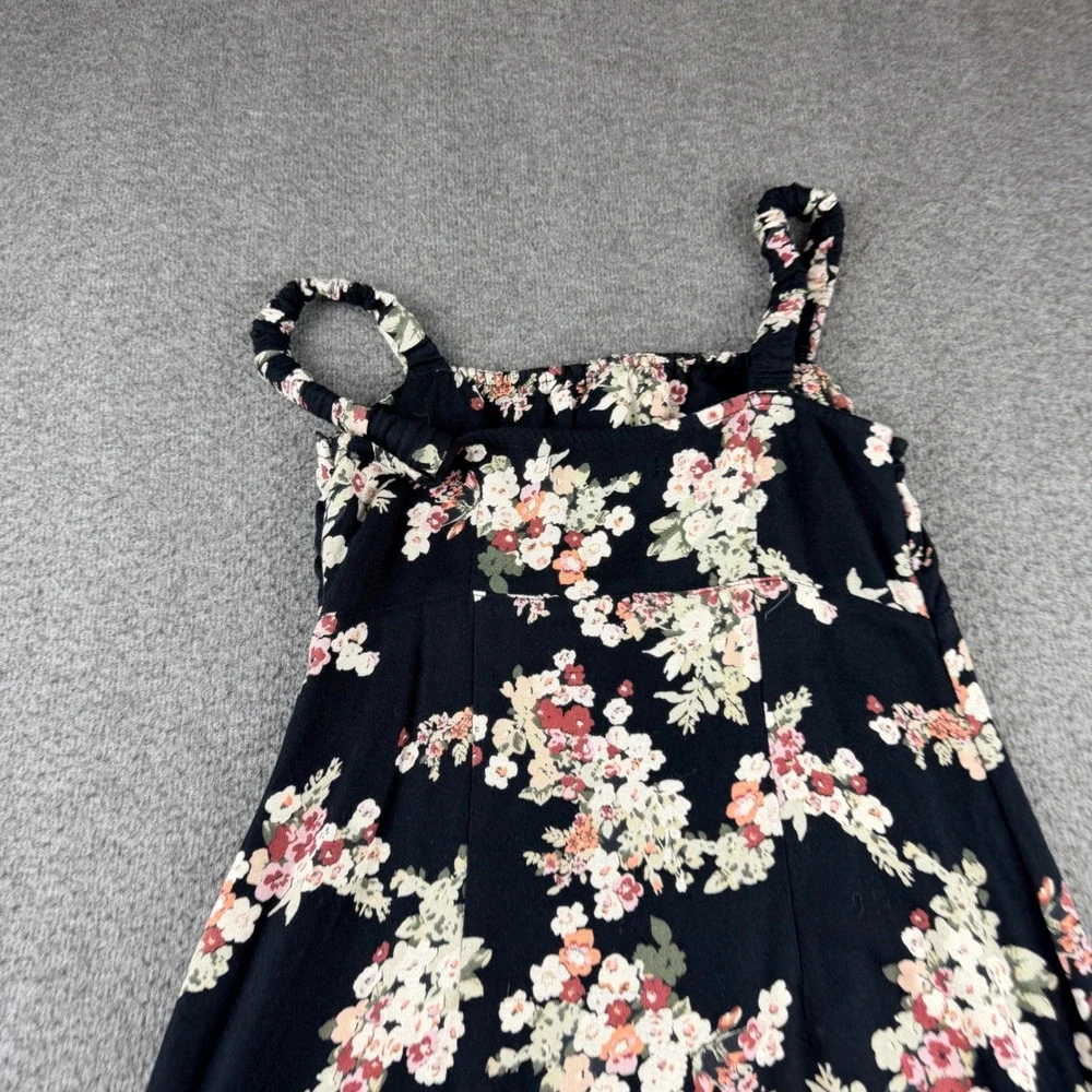 Abercrombie & Fitch Black Floral Maxi Dress Womens S Petite Side Slit Sleeveless